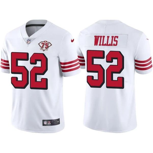 Men San Francisco 49ers 52 Patrick Willis White 75th Anniversary Throwback Limited NFL Jersey